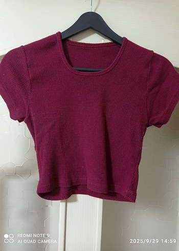 Trendyol & Milla Bordo Kadın Kısa Kollu Crop Top