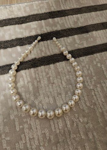 Boncuklu Örgü Kadın Saç Aksesuarı Beyaz - Görsel 2