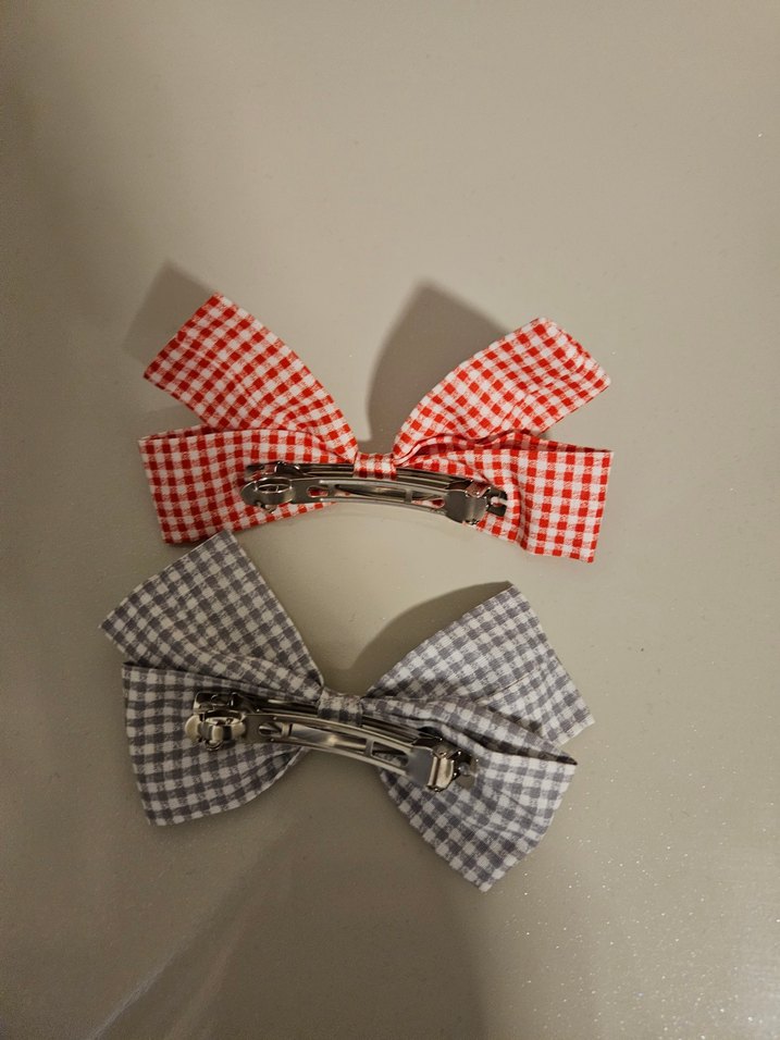 Gri Ekose Desenli Fiyonk Saç Aksesuarı - Görsel 2