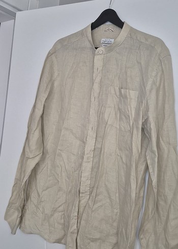 DeFacto Keten Bej Kısa Kollu Gömlek - Görsel 2