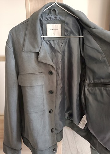 Düğmeli Gri Süet Kadın Ceket - Görsel 3