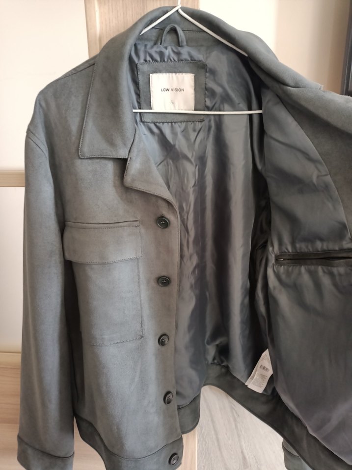 Düğmeli Gri Süet Kadın Ceket - Görsel 3