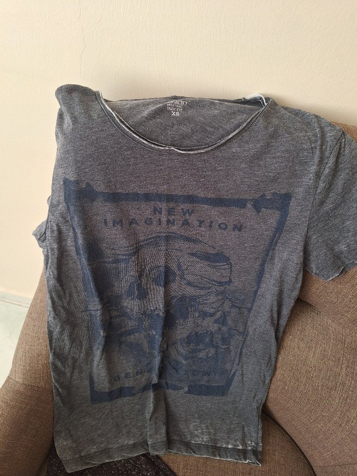 Gri Baskılı Kısa Kollu Hamile Tişörtü - Görsel 4