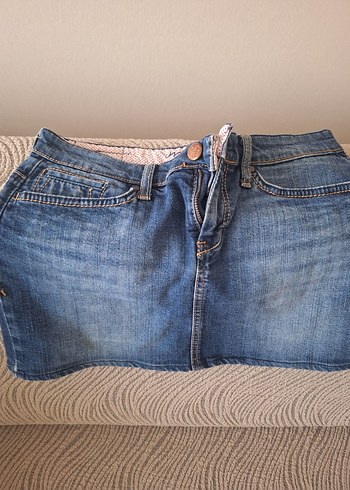 Kadın Mavi Denim Mini Etek - Görsel 3