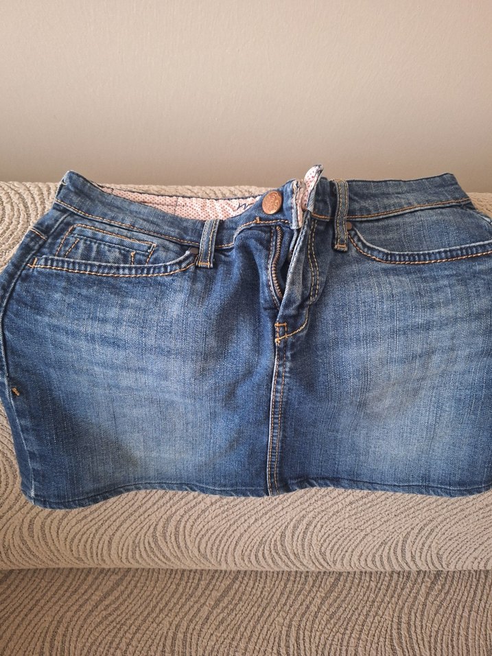 Kadın Mavi Denim Mini Etek - Görsel 3