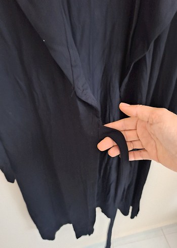 Siyah İşlemeli Kadın Uzun Ceket - Görsel 5