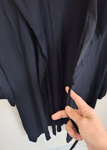 Siyah İşlemeli Kadın Uzun Ceket - Görsel 4