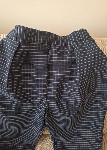 Mavi Gri Pilili Midi Kumaş Pantolon - Görsel 4