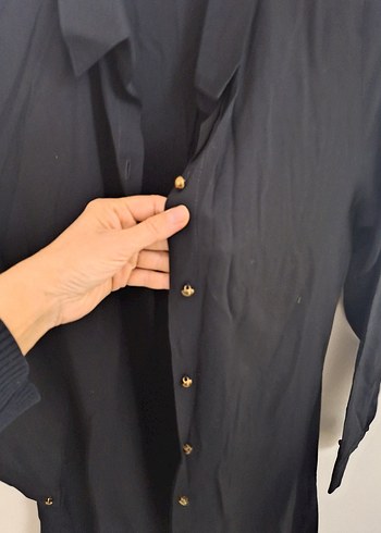 Siyah Uzun Kollu Düğmeli Ceket - Görsel 2