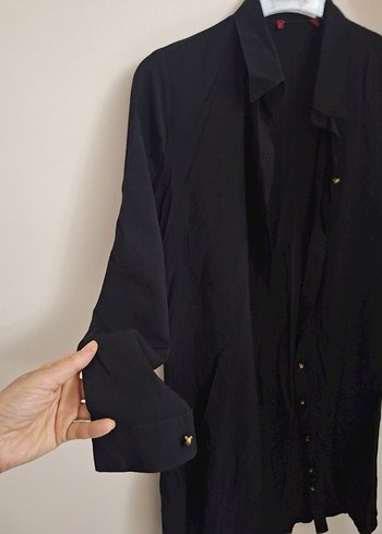 Siyah Uzun Kollu Düğmeli Ceket - Görsel 4