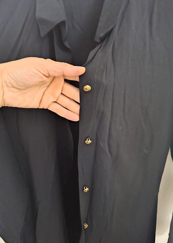 Siyah Uzun Kollu Düğmeli Ceket - Görsel 5