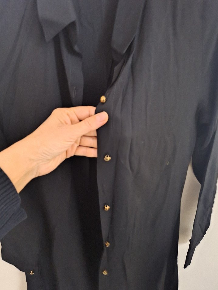 Siyah Uzun Kollu Düğmeli Ceket - Görsel 2