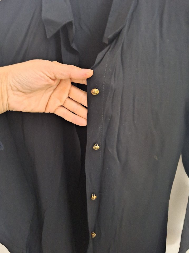 Siyah Uzun Kollu Düğmeli Ceket - Görsel 5