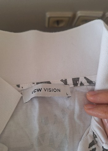 Düğmeli Baskılı Beyaz Erkek Polo Tişört - Görsel 3