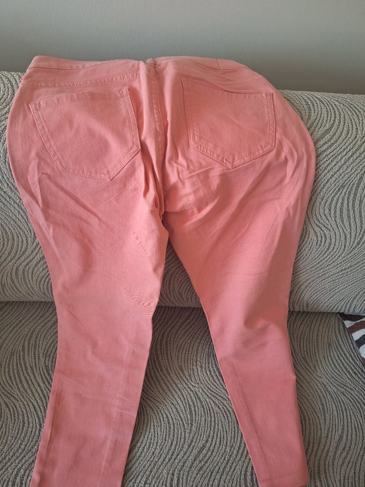 Pembe Pilili Kadın Kumaş Pantolon - Görsel 5