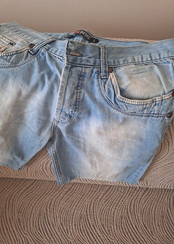 Düğmeli Gri Mavi Kadın Kot Şort - Görsel 3