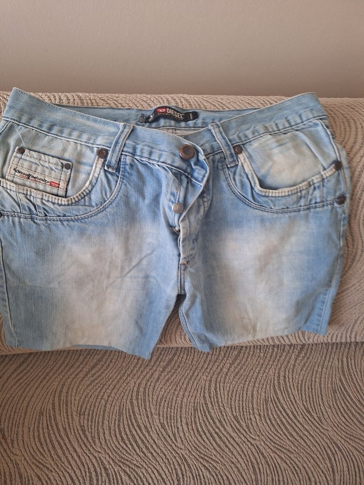 Düğmeli Gri Mavi Kadın Kot Şort - Görsel 2