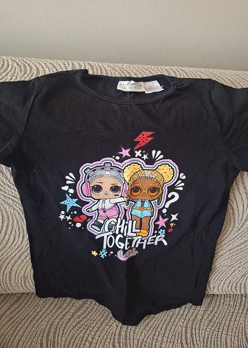 Kız Çocuk Siyah Glitterli Baskılı Tişört - Görsel 3