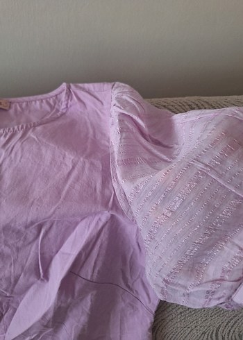 Kadın Düğmeli Keten Pembe Bluz - Görsel 2