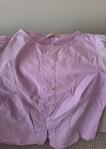 Kadın Düğmeli Keten Pembe Bluz - Görsel 4