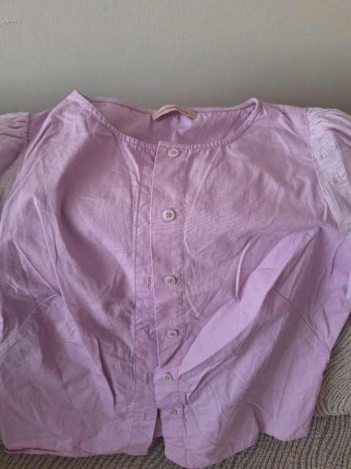 Kadın Düğmeli Keten Pembe Bluz - Görsel 4