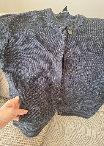 GLacivert Düğmeli Erkek Çocuk Triko Hırka - Görsel 5