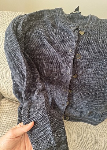 GLacivert Düğmeli Erkek Çocuk Triko Hırka - Görsel 6