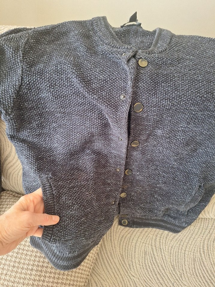 GLacivert Düğmeli Erkek Çocuk Triko Hırka - Görsel 5