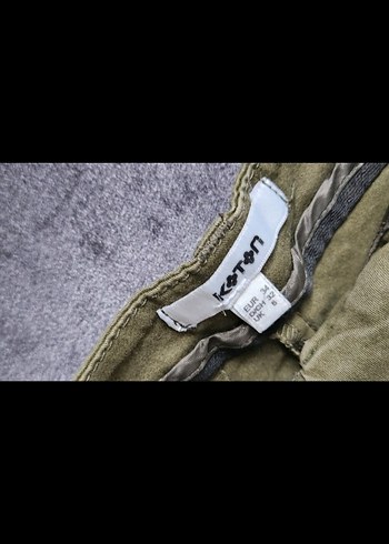 Kadın haki keten Mini Şort - Görsel 2