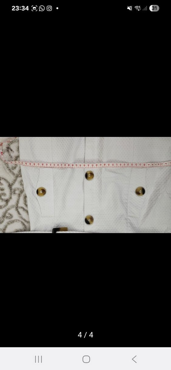 Düğmeli Beyaz Midi  Etek - Görsel 4