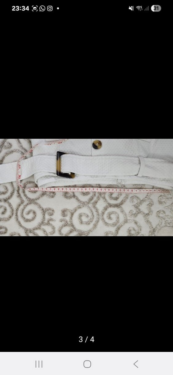 Düğmeli Beyaz Midi  Etek - Görsel 3