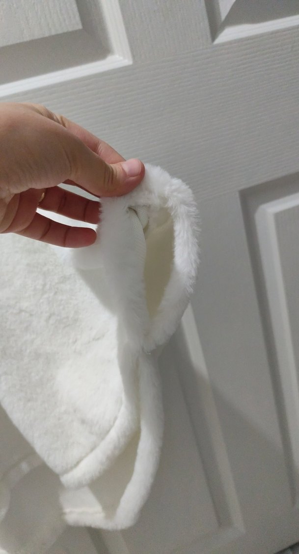 Kız Çocuk Beyaz Kürklü Kapüşonlu Panço - Görsel 2