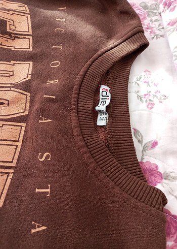 42 Beden kahverengi Renk Vintage Tarz Kahverengi Uzun Kollu Sweatshirt