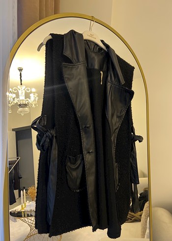 Kadın Siyah Deri Kemerli Goth Yelek - Görsel 2