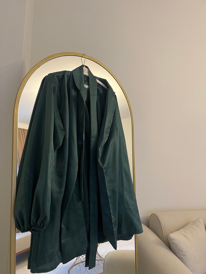 Yeşil Parlak Uzun Kadın trenc - Görsel 2