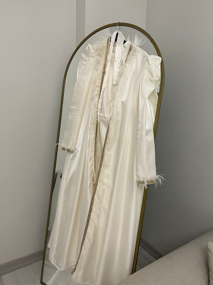 Uzun Kollu krem İşlemeli Kadın elbise(yöresel) - Görsel 2