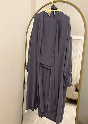 Gri Uzun Kollu Kadın pantolunlu takım - Görsel 4