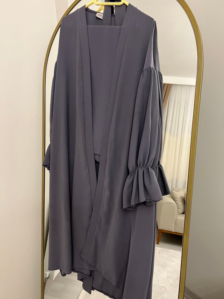 Gri Uzun Kollu Kadın pantolunlu takım - Görsel 3