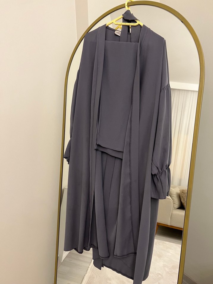 Gri Uzun Kollu Kadın pantolunlu takım - Görsel 4