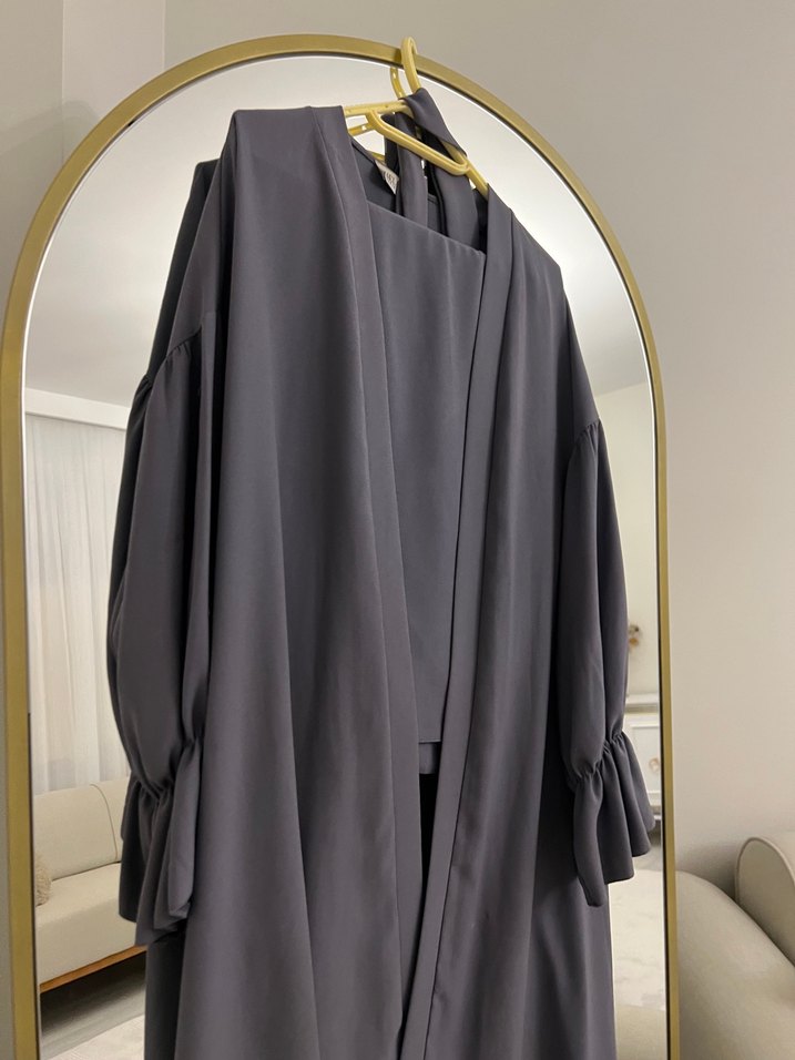 Gri Uzun Kollu Kadın pantolunlu takım - Görsel 2