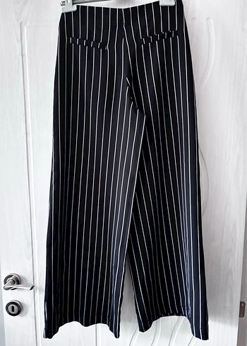 Çizgili Siyah Kumaş Pantolon - Görsel 3