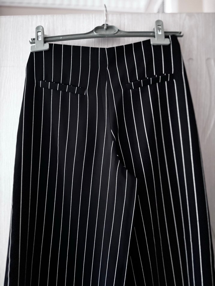 Çizgili Siyah Kumaş Pantolon - Görsel 4