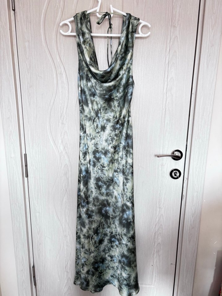 Zara | Saten Uzun Drapeli Elbise - Görsel 2