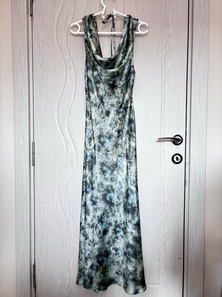 Zara | Saten Uzun Drapeli Elbise - Görsel 3