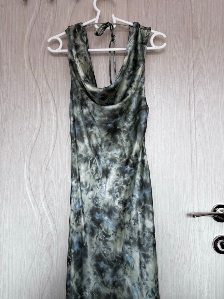 Zara | Saten Uzun Drapeli Elbise - Görsel 4