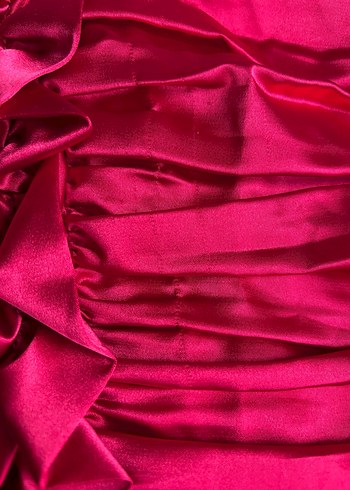 Kırmızı Askılı, Volanlı Abiye Elbise - Görsel 10