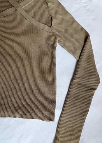 Bej V Yaka Uzun Kollu İnce Triko Kazak - Görsel 7