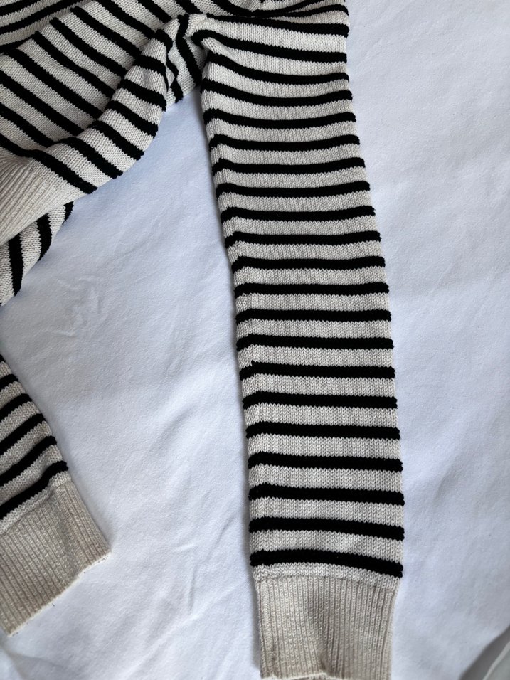 Mavi - Çizgili V Yaka Triko Kadın Kazak - Görsel 5