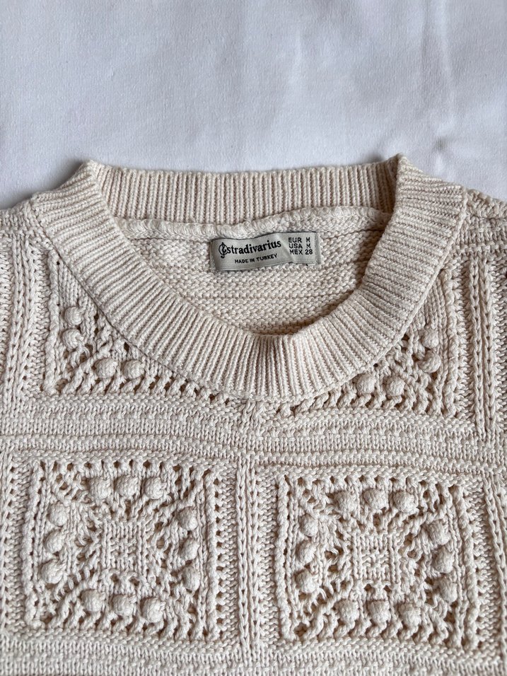 Stradivarius | Bej Örgü Kadın Süveter - Görsel 4