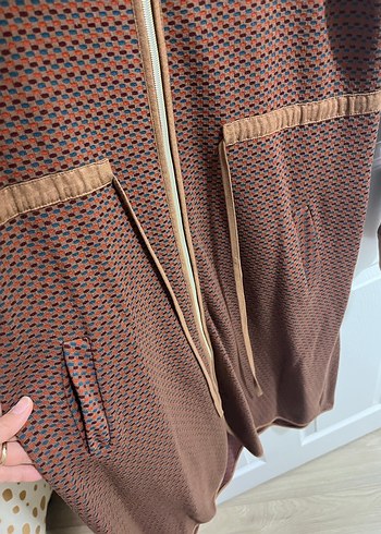 Uzun Kahverengi Fermuarlı Tunik - Görsel 3